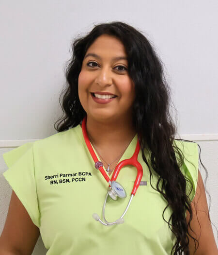 Sherri Parmar BCPA, RN, BSN, PCCN in Nurse Scrubs